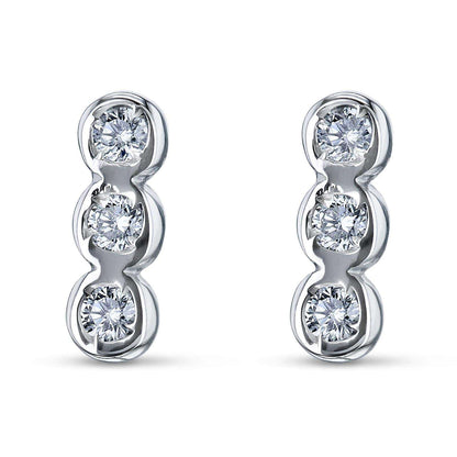 VVS Moissanite Diamond Bezel Set Trio Stud Earrings For Women