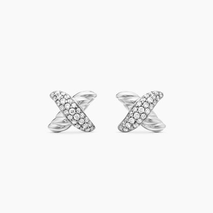 VVS Moissanite Diamond Petite X Stud Earrings For Women