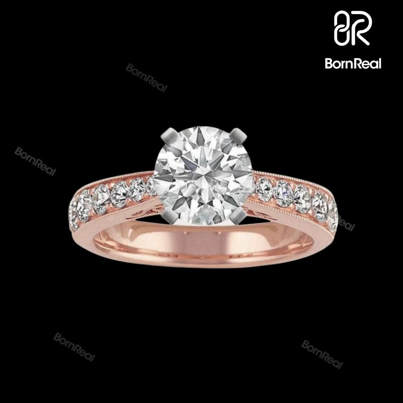 VVS Moissanite Diamond Round Engagement Ring For women