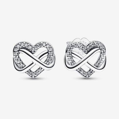 VVS Moissanite Diamond Sparkling Infinity Heart Stud Earrings For Women