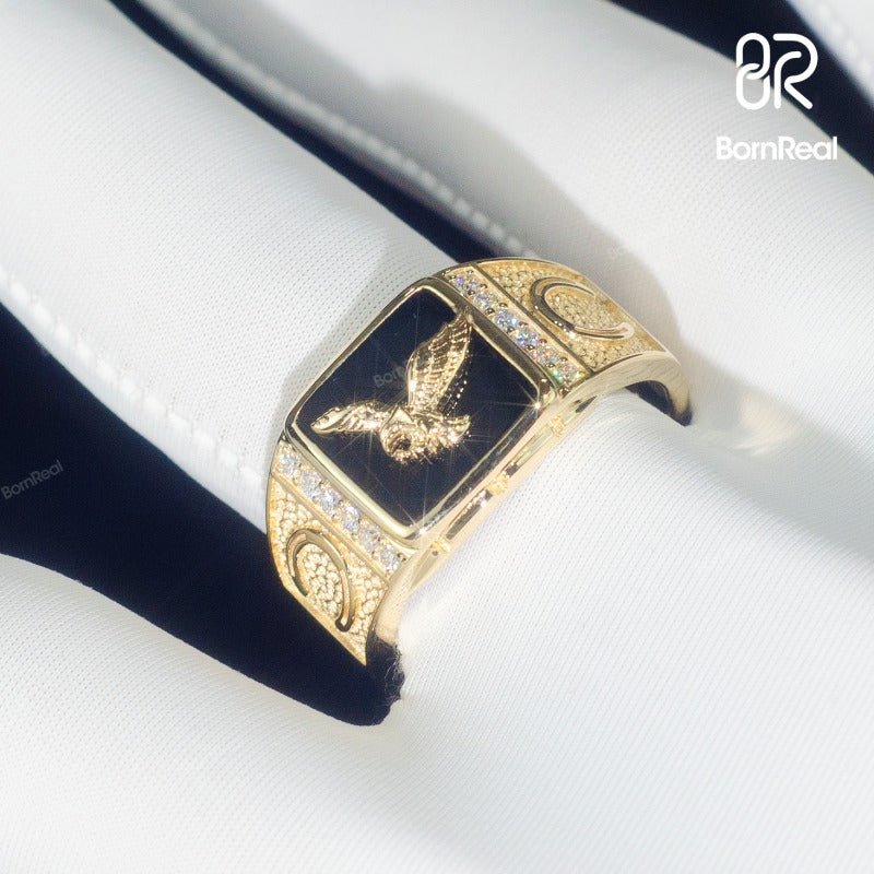 VVS Moissanite Eagle Pattern Hip Hop Square Ring For Men