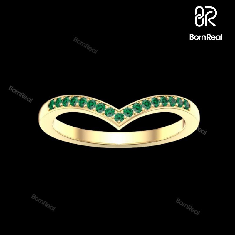 VVS Moissanite Emerald Curve Wedding Band