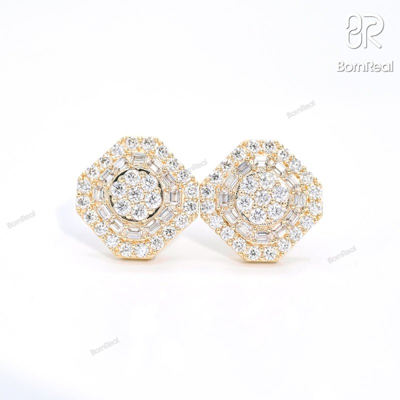 VVS Moissanite S925 Cluster Layered Stud Earrings For Gift