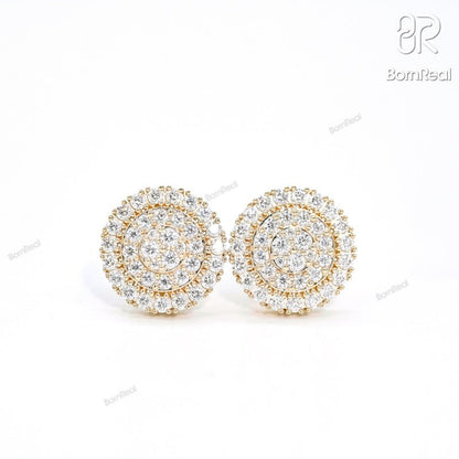 VVS Moissanite S925 Cluster Round Layered Stud Earrings For Gift