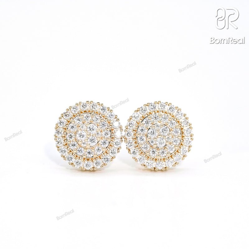 VVS Moissanite S925 Cluster Round Layered Stud Earrings For Gift