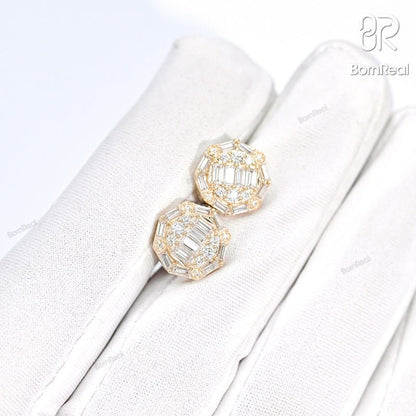 VVS Moissanite S925 Emerald Cut Cluster Earrings For Gift