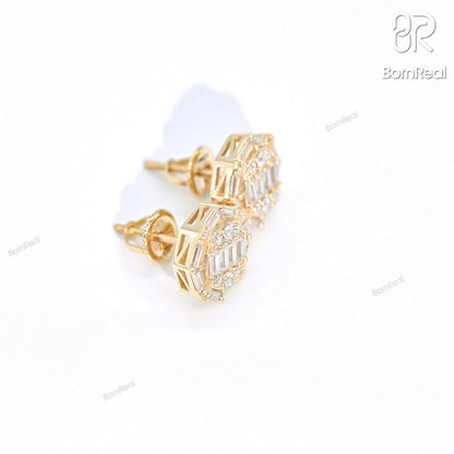 VVS Moissanite S925 Emerald Cut Cluster Earrings For Gift