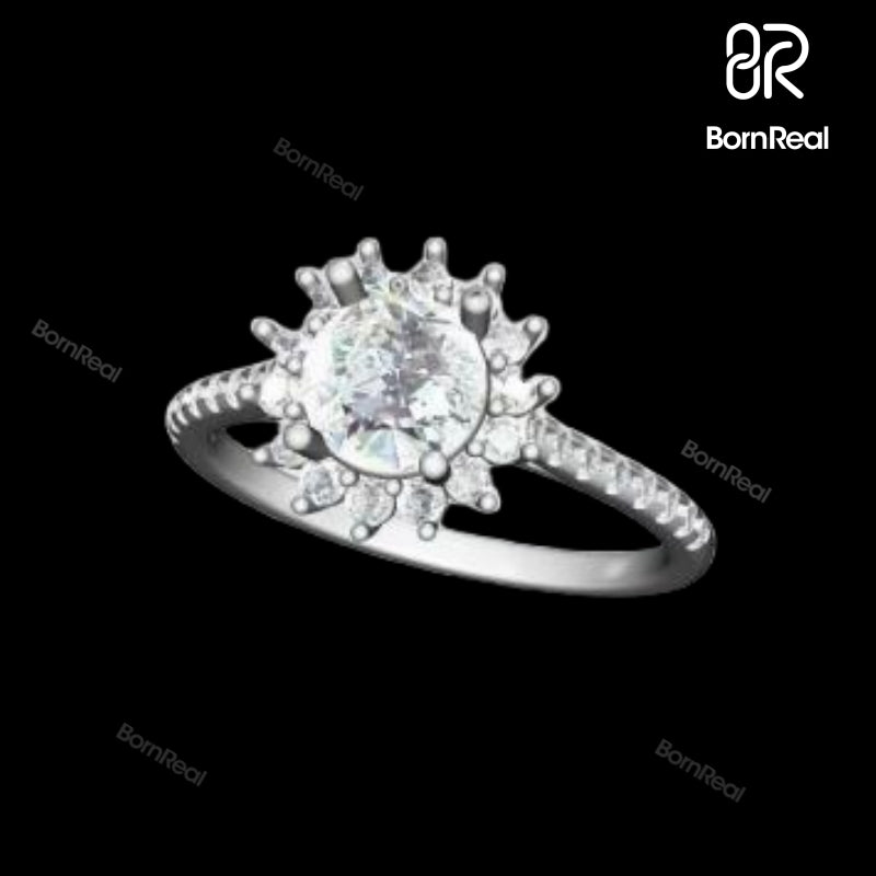 VVS Moissanite Sunflower Diamond Engagement Ring For women