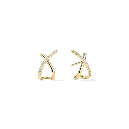 VVS Pave Set Moissanite Diamond X - Shaped Earrings For Women