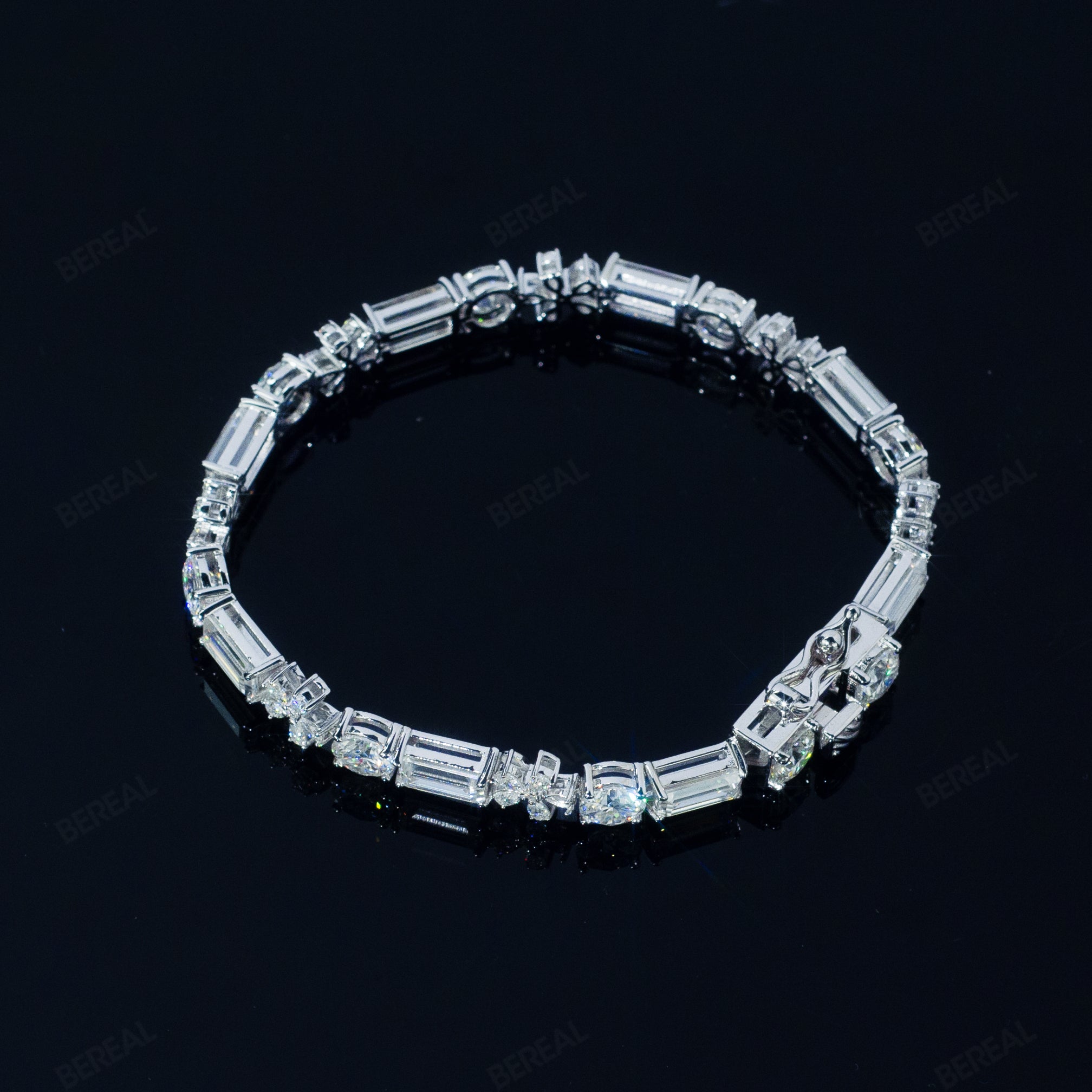 White Gold Baguette VVS Moissanite Tennis Bracelet Custom 925 Silver 10K/14K/18K Real Gold Lab Diamond Rapper Jewelry