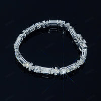 White Gold Baguette VVS Moissanite Tennis Bracelet Custom 925 Silver 10K/14K/18K Real Gold Lab Diamond Rapper Jewelry