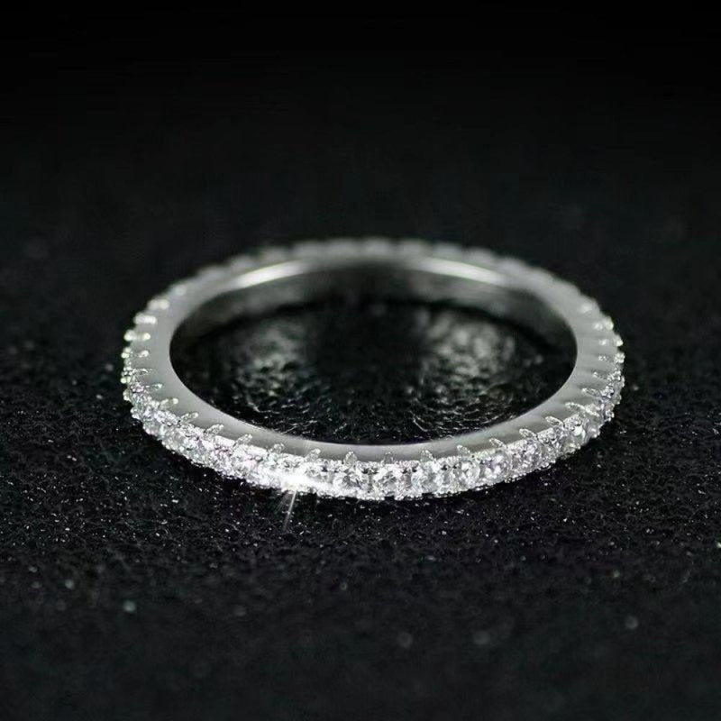 White Moissanite Tennis Ring 925 Silver 18K Gold plating