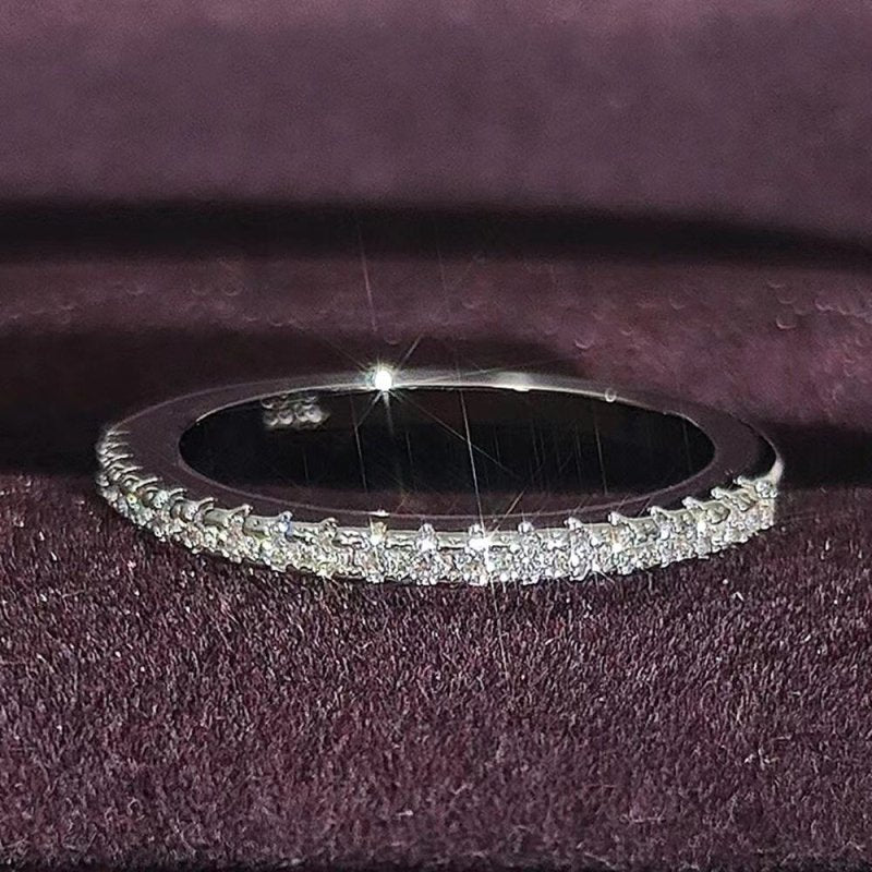 White Moissanite Tennis Ring 925 Silver 18K Gold plating