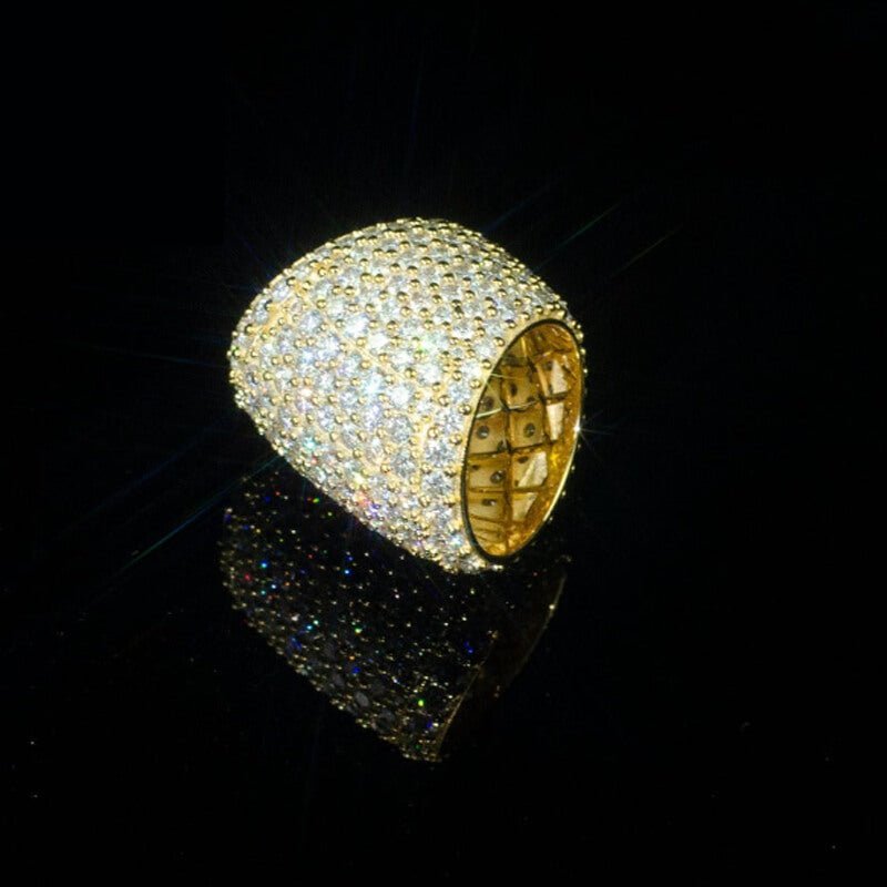 Yellow Gold VVS Moissanite Fashion Men's Hip Hop Ring Fine Jewelry