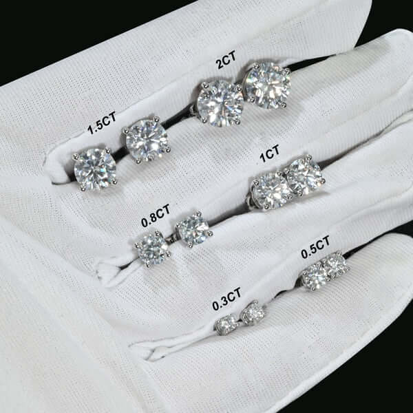 Anti-allergic High-Quality VVS Moissanite Diamond Stud Earrings 0.6-6C