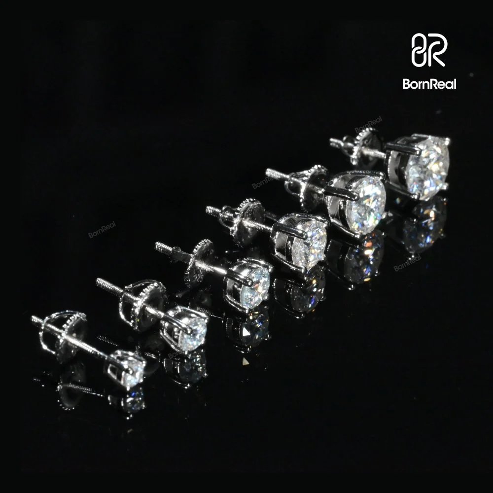 0.6-6CT D Color VVS Moissanite Diamond Stud Earring In 10K Gold For Gift（A Pair） Bornreal Jewelry - Bornreal Jewelry