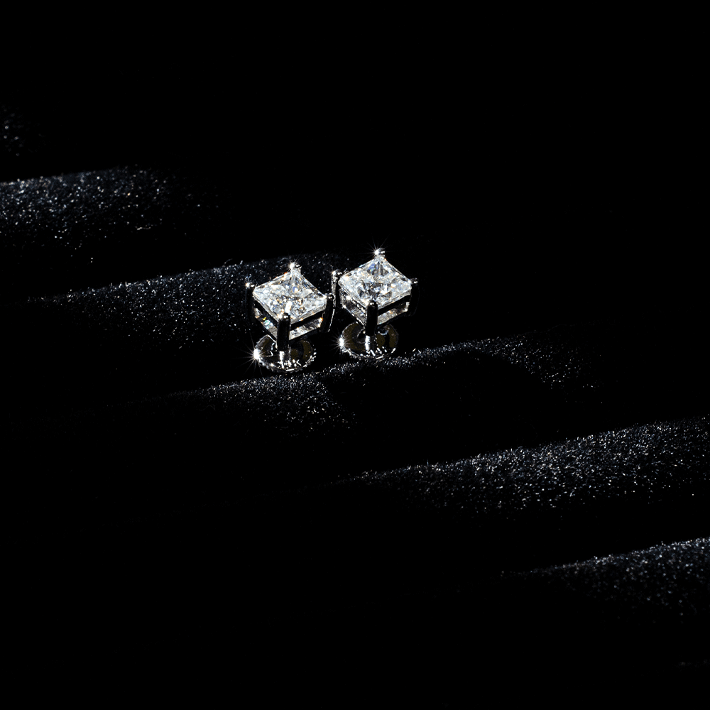 Princess Cut D Color VVS1 Moissanite Diamond Stud Earring For Gift (A Pair) Bornreal Jewelry - Bornreal Jewelry