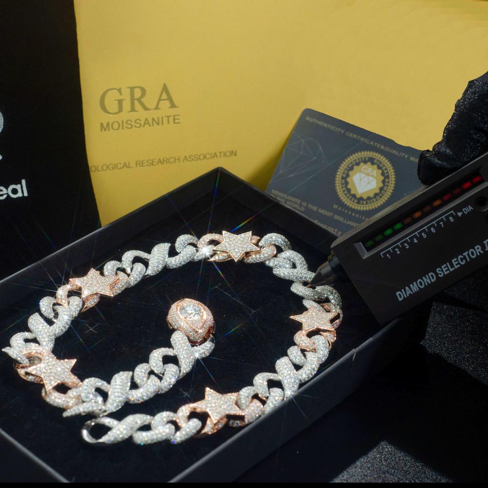 Evil Eye 18mm VVS Moissanite Diamond Silver Cuban Link Chain Bornreal Jewelry - Bornreal Jewelry