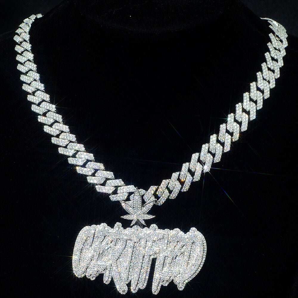 Custom Full Iced Out Trendy name 925 Silver Moissanite pendant BORNREAL
