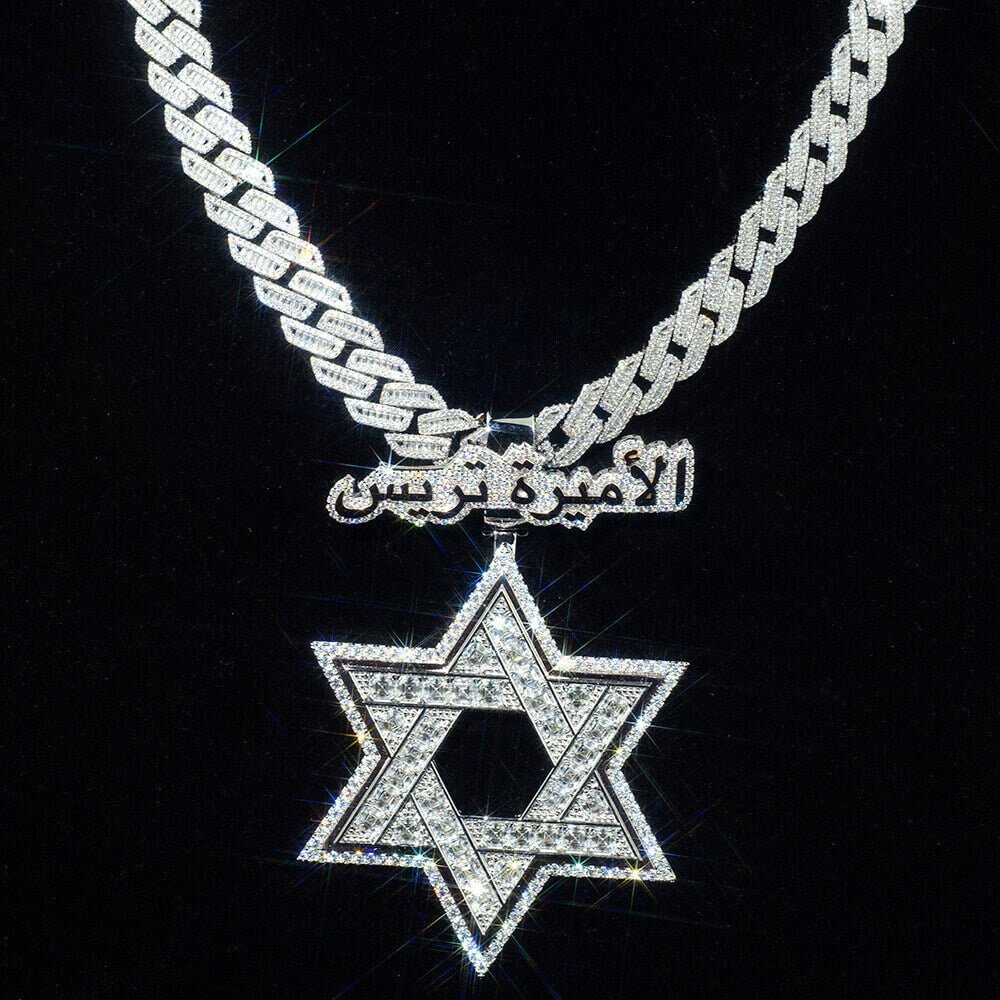 Custom Moissanite Diamond pattern Logo pendant BORNREAL