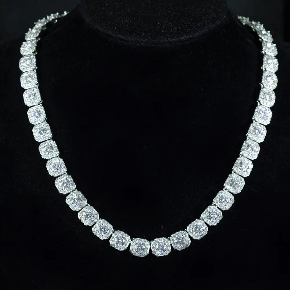 10MM VVS Moissanite Cluster Tennis Chain Bornreal Jewelry - Bornreal Jewelry