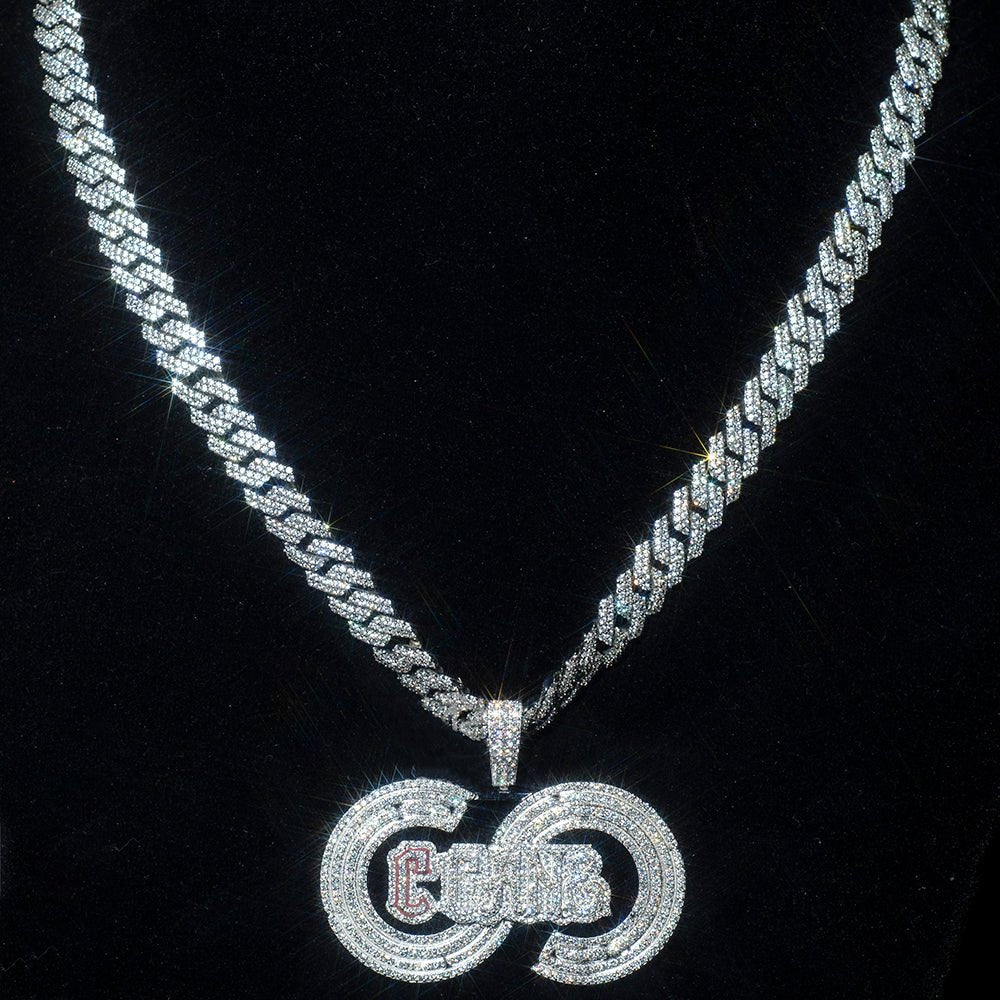 Custom Iced Out Moissanit Diamond 925 Silver Logo Pendant