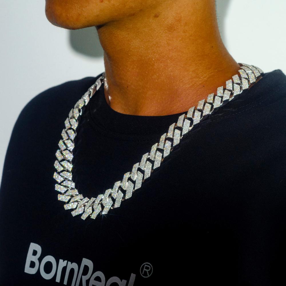 Thick Rapper VVS Moissanite Diamond 925 Silver Cuban Link Chain BORNREAL