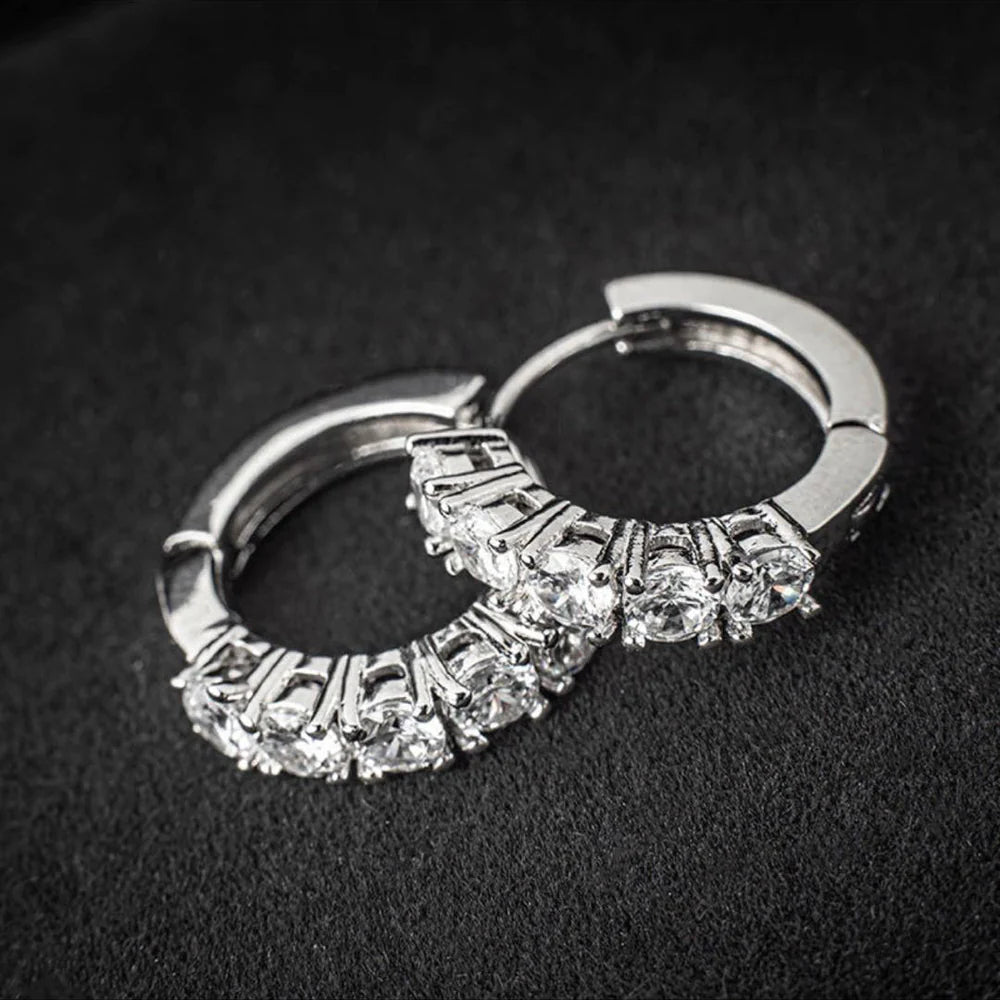 Anti-allergic High-Quality VVS Moissanite Diamond Mens Cluster Earrings For Gift