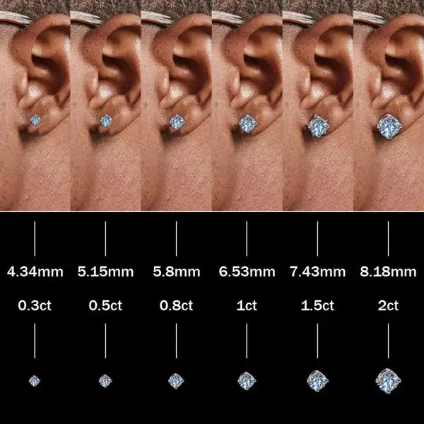 Anti-allergic High-Quality VVS Moissanite Diamond Stud Earrings 0.6-6CT For Gift（A Pair）
