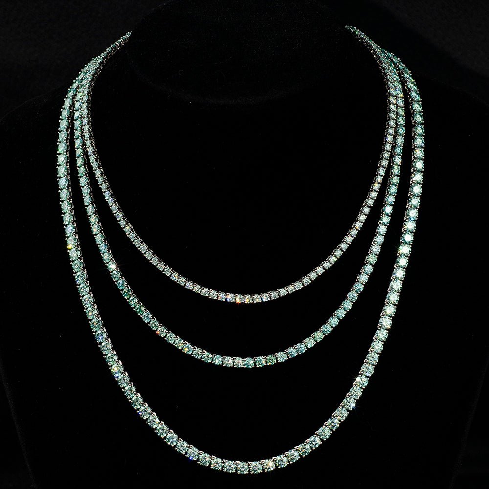 Blue Green Handmade VVS Moissanite Tennis Chain Bornreal Jewelry - Bornreal Jewelry