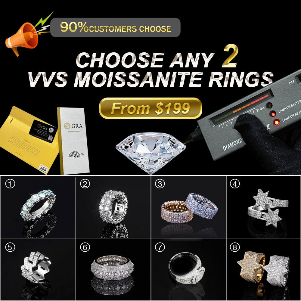 Choose Any 2 VVS Moissanite Rings From $199 (90% Customer Choose)