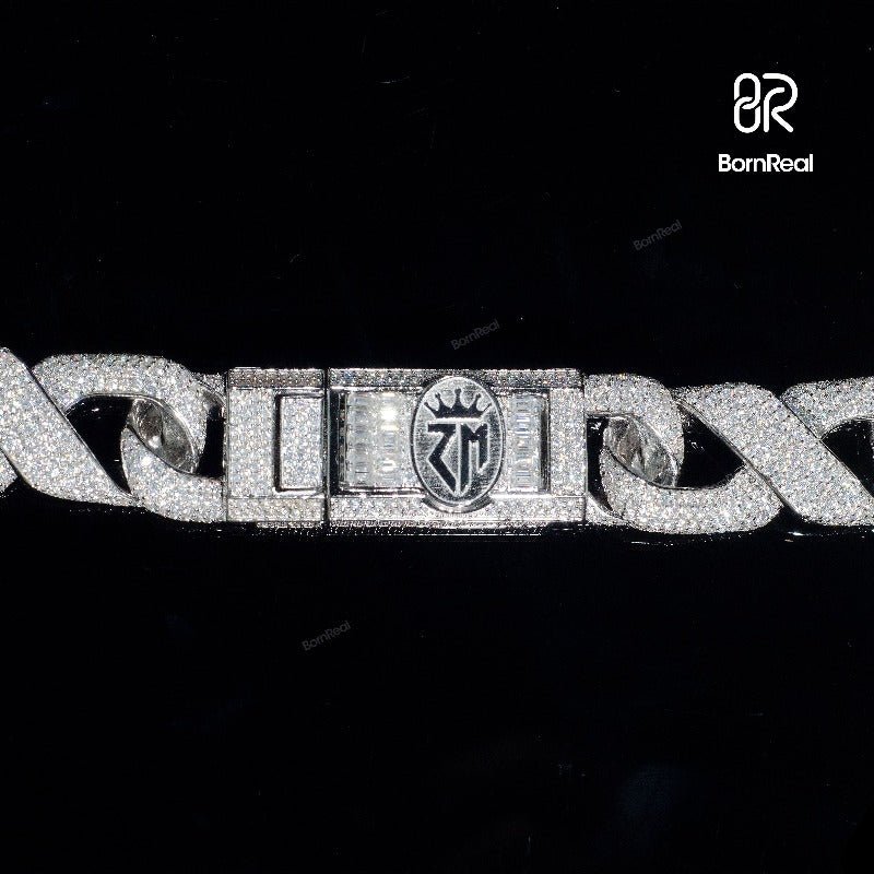 Custom 16MM Heavy Baguette Moissanite Diamonds Cuban Link Iced out Rapper Chain