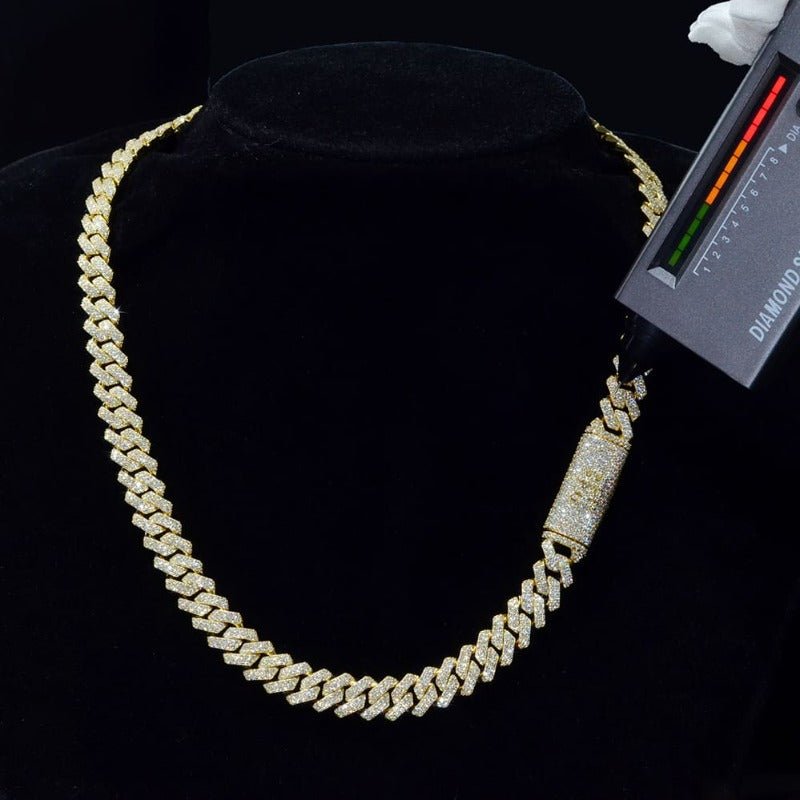 Custom 20MM VVS Moissanite Cuban Link Prong Chain Iced Hip Hop Silver Necklace Bornreal Jewelry - Bornreal Jewelry