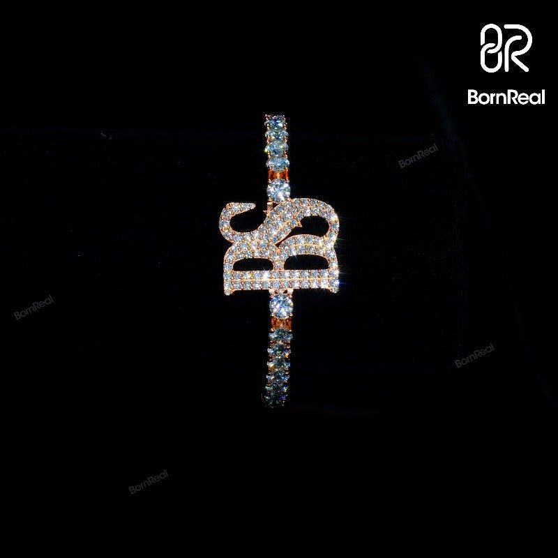 Custom 925 Stering Silver Moissanite Diamond Letter Hip Hop Tennis Bracelet For Men Fine Jewelry