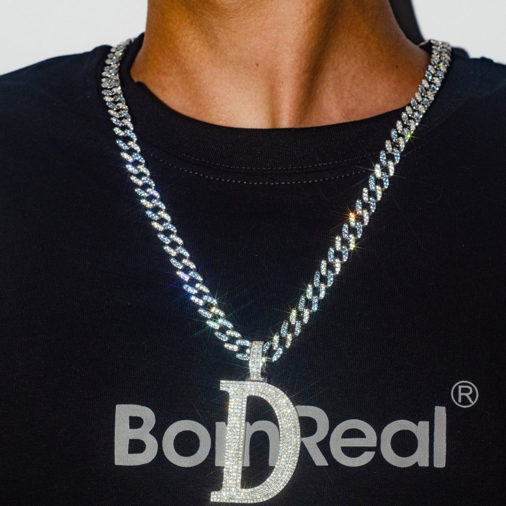 Custom A to Z Initial Hip Hop 925 Silver Moissanite Letter Pendant 2‘’ Bornreal Jewelry - Bornreal Jewelry