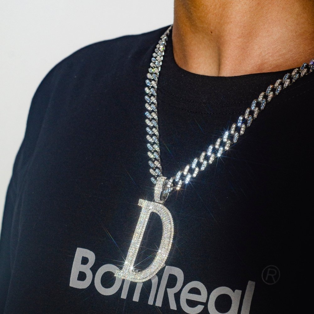 Custom A to Z Initial Hip Hop 925 Silver Moissanite Letter Pendant 2‘’ Bornreal Jewelry - Bornreal Jewelry