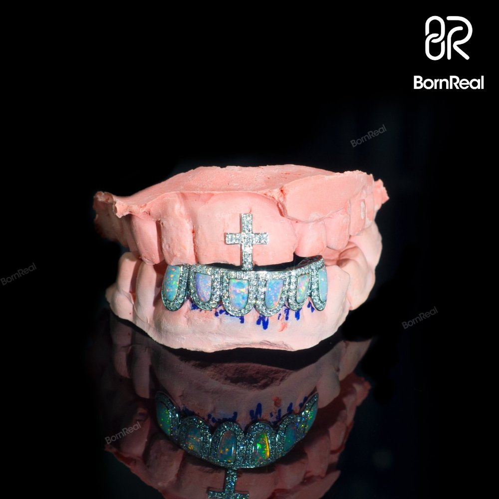 Custom Design High Quality Pre-made Opal VVS Moissanite Diamond Grillz Bornreal Jewelry - Bornreal Jewelry
