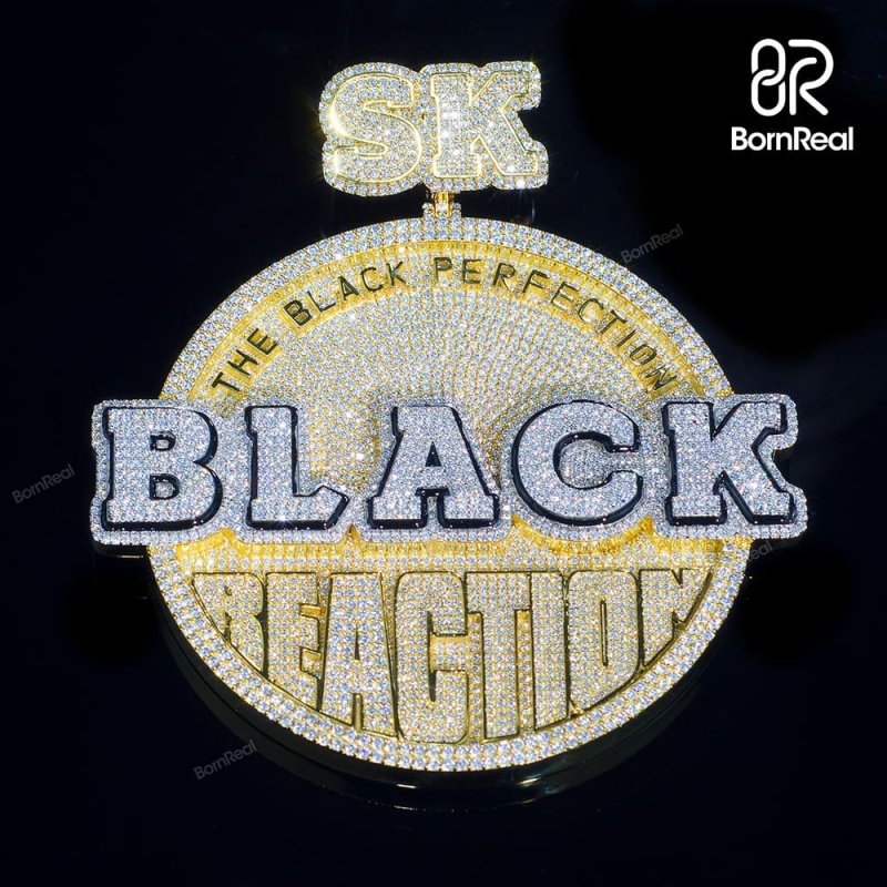 Custom Gold Moissanite Round Hip Hop Logo Pendant Bornreal Jewelry - Bornreal Jewelry