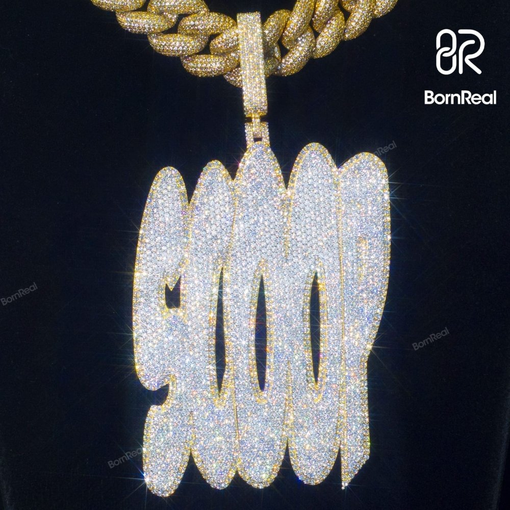 Custom Iced Out Gold Pendant Moissanite Hip Hop Name Pendant