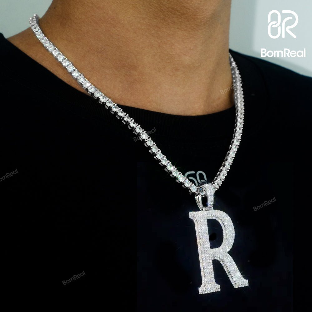 Custom Moissanite Initial A To Z Chain Hip Hop Iced Out Rapper Letter Pendant 2‘’
