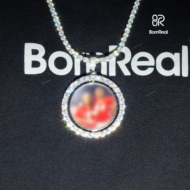 Custom Moissanite Memory Photo Commemorative Pendant – Ideal for Gifting Loved Ones and Friends Bornreal Jewelry - Bornreal Jewelry