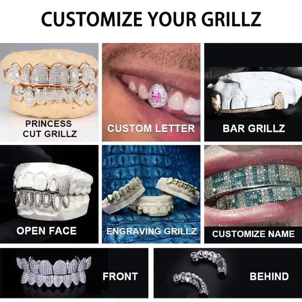 Custom Personalized Mens Hip Hop Jewelry Vvs Moissanite Diamond White Gold Iced Out 18k Gold Plate Grillz Teeth