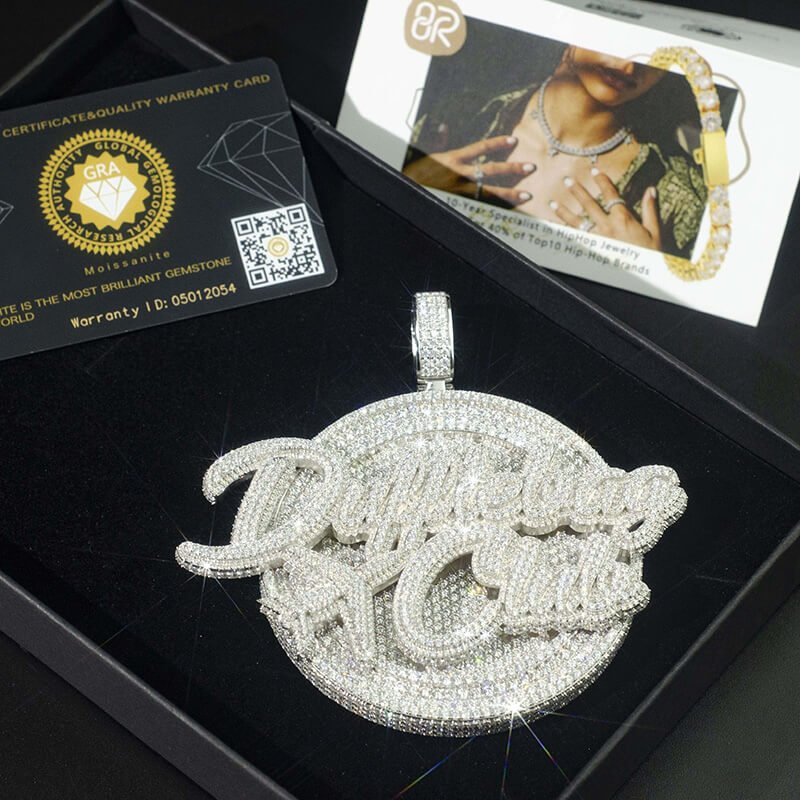 Custom Round pendant VVS Moissanite Diamond 925 Silver Bornreal Jewelry - Bornreal Jewelry