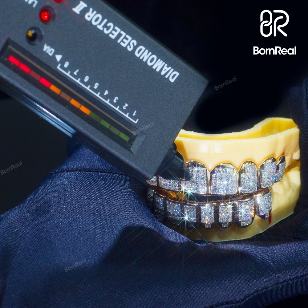 Custom VVS Diamond Grillz Top OR BOTTOM Natural Princess Cut Invisible Setting Iced Out Moissanite Grillz