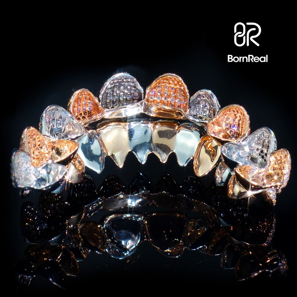 Custom VVS Diamond Natural Princess Cut Invisible Setting Iced Out Moissanite Grillz Bornreal Jewelry - Bornreal Jewelry