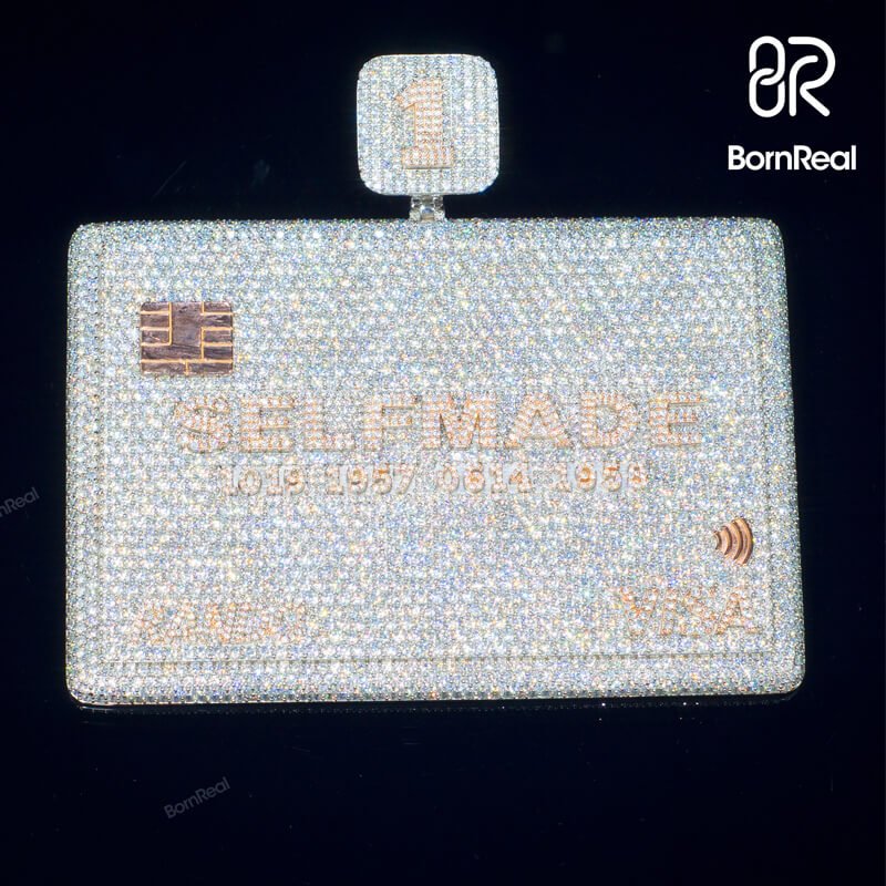 Custom VVS Moissanite Bank Card Credit Card Iced Out Pendant Bornreal Jewelry - Bornreal Jewelry