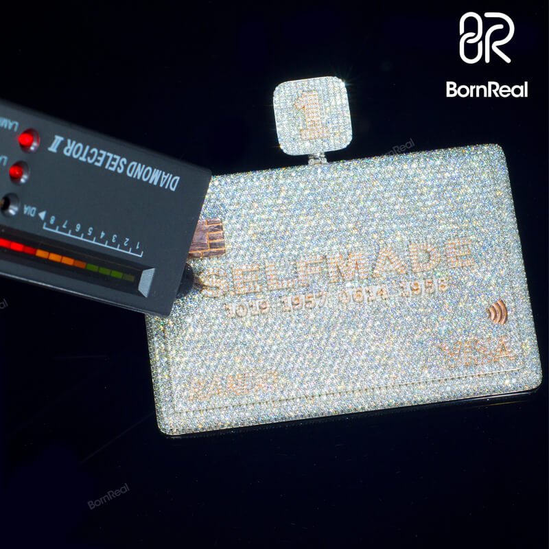 Custom VVS Moissanite Bank Card Credit Card Iced Out Pendant Bornreal Jewelry - Bornreal Jewelry