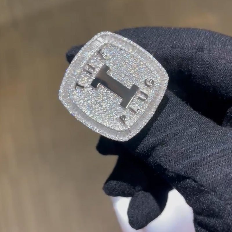 Custom VVS Moissanite Diamond Letter Name Logo Champion Iced Out Hip Hop Ring For Men