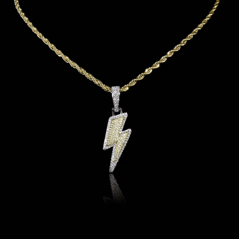 lightning D Color Moissanite Diamond 925 Silver Pendant 1.5" Bornreal Jewelry - Bornreal Jewelry