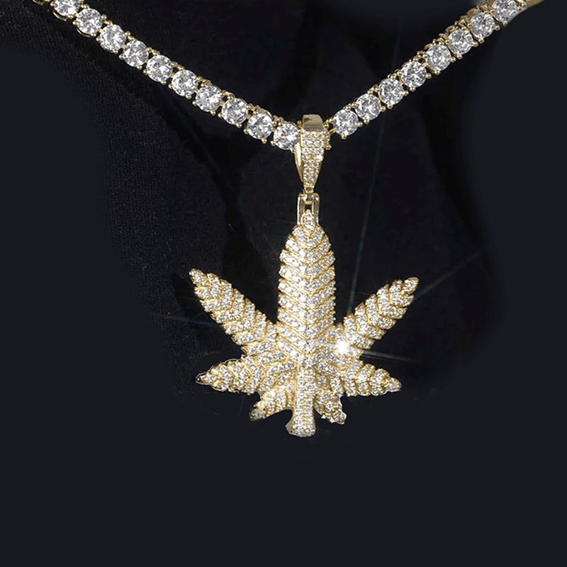 Maple Leaf VVS Diamond 925 Moissanite Pendant 1.5" Bornreal Jewelry - Bornreal Jewelry